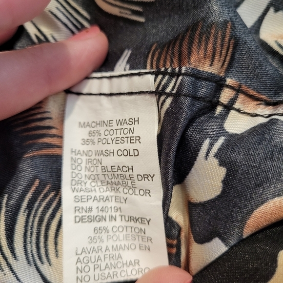 Silver Stone Black Feather Deco Button Down Shirt - Picture 5 of 7